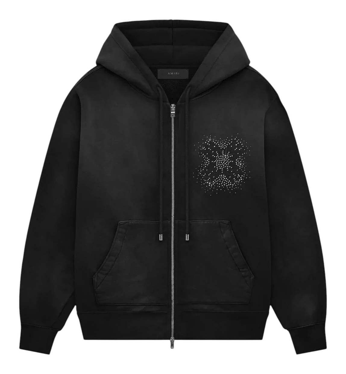 Amiri MA Quad Crystal Zip Up Hoodie Black
