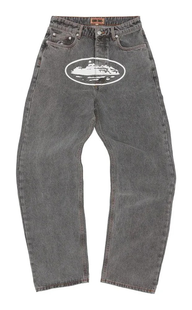 Corteiz Island Baggy Jeans Light Grey